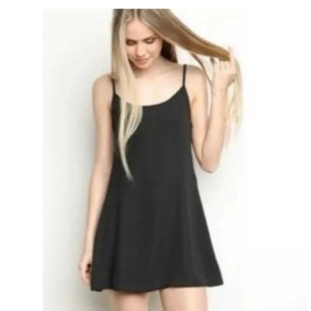Brandy Melville Black Slip Dress Skylar Amara Minimal Y2K Whimsigoth Coquette - Picture 2 of 6